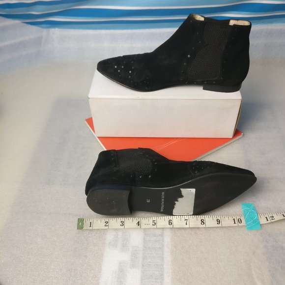 ivylee Copenhagen Suede Low heel Western studded ankle boot 39/8us BLACK - Picture 8 of 12